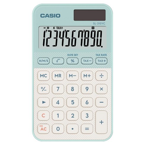 카시오 예쁜 미니 휴대용 계산기 SL-310YC, 1개, 라이트 그린