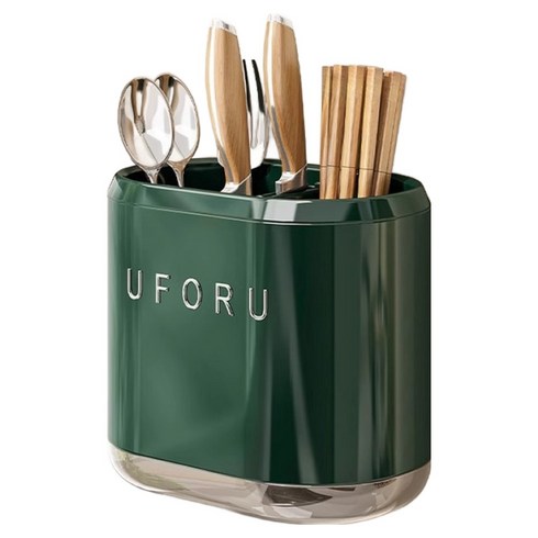 유포유 벽걸이 튼튼한 숫가락 젓가락 통 벽걸이형 14.8 x 10.1 x 13.5 cm, 그린, 1개