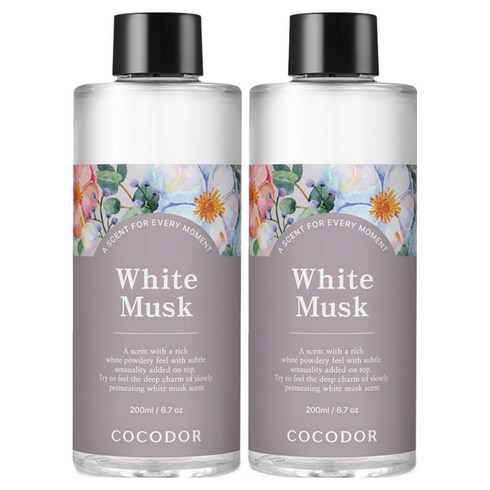 코코도르 디퓨저 리필액, 화이트머스크, 200ml, 2개