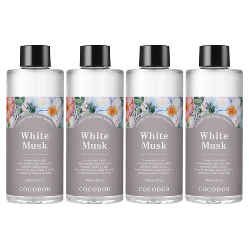 코코도르 디퓨저 리필액, 화이트머스크, 200ml, 4개