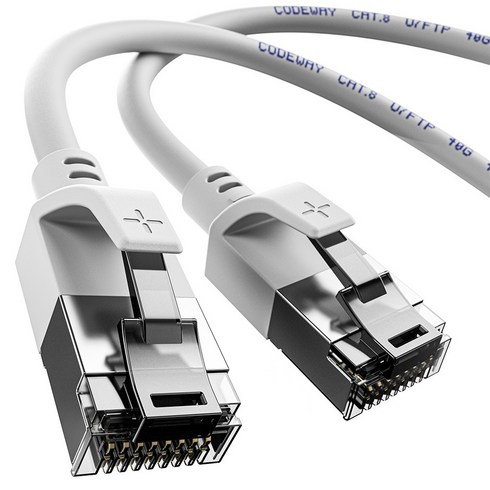코드웨이 40기가 CAT8 초고속 인터넷 U FTP 랜 케이블, 화이트, 1개, 50m