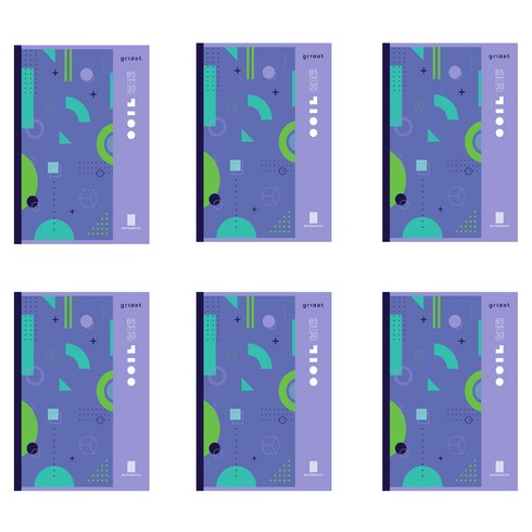 스탠다드온헤리티지 잘펴지는 기백노트 B5 MATHEMATICS 사분면 30p, 혼합색상, 6개