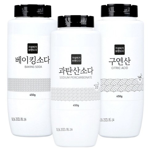 가성비가브랜드다 베이킹소다 450g + 과탄산소다 450g + 구연산 450g 세트, 1세트