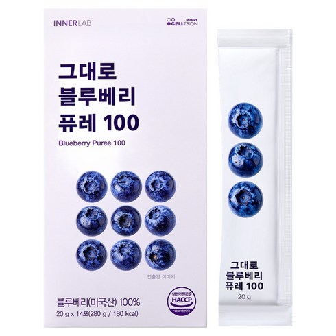 이너랩 셀트리온 그대로 블루베리 퓨레 100 14p, 1개, 280g