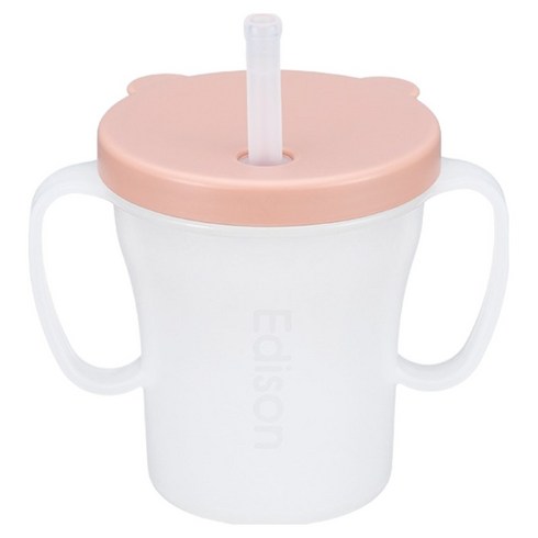 에디슨 베이비 흘림방지 빨대컵, 200ml, 1개, 핑크(CU3543)