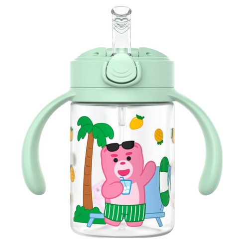 주니 벨리곰 원터치 빨대컵, 그린, 1개, 200ml