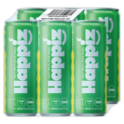 롯데칠성음료 해피즈 프리바이오틱 소다 레몬라임, 6개, 355ml
