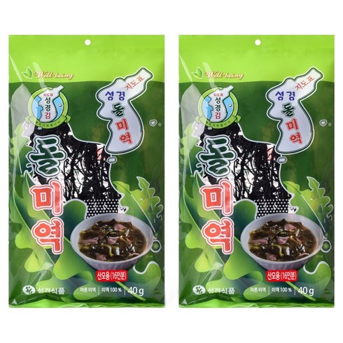 성경식품 지도표 성경 돌미역, 40g, 2개
