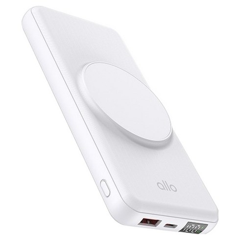 알로코리아 고속 무선 충전 맥세이프 보조배터리 10000mAh, 화이트, 알로 1007WPD