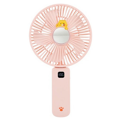 카카오프렌즈 빅팬 미러 폴더 휴대용 탁상용 무선 선풍기, 핑크