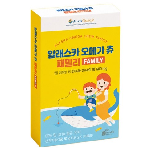 더헬스 알래스카 오메가 츄 패밀리 구미젤리 57g, 1개, 30정