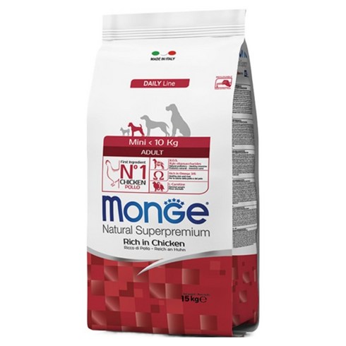 몬지 어덜트 도그 내추럴 슈퍼 프리미엄 미니 치킨 건식사료, 닭, 15kg, 1개