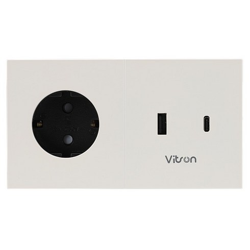 비츠온 인테리어 빌트인 1.5m 1구 + USB 2구 A + C단자 고속충전 가구 매입콘센트 크림화이트, 1개