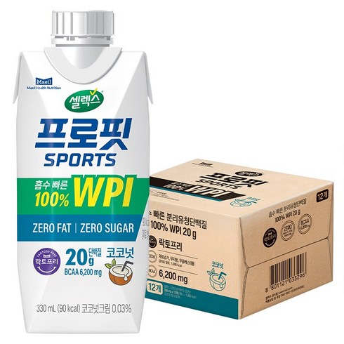 셀렉스 프로핏 스포츠 프로틴 코코넛, 12개, 330ml