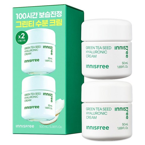[비건뷰티] 이니스프리 그린티 씨드 히알루론산 고수분 크림, 50ml, 2개