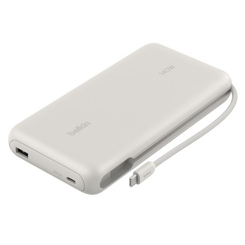 벨킨 울트라차지 프로 USB C 케이블 일체형 140W AVS 노트북 고속 충전 보조배터리 25000mAh, 샌드, BPB039qcSA