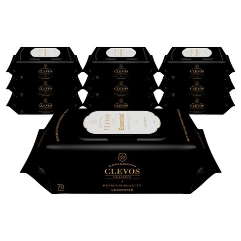 클레보스 에센셜 블랙 물티슈, 65g, 70매, 10개