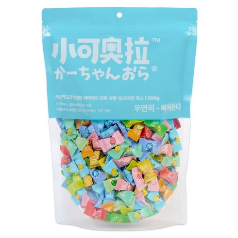 샤오커오라 무설탕 비타민C 민트 박하 12가지맛 믹스 미니 과일 사탕 캔디 중형, 500g, 1개