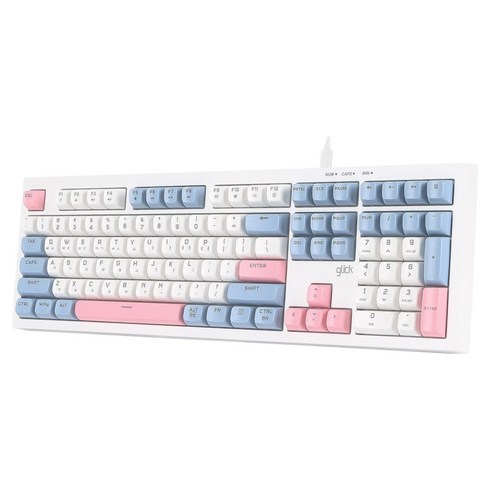 지클릭커 오피스프로 사일런스 M RGB 무소음 방수 유선 키보드, Sky Pink, OPK50, 제조사축