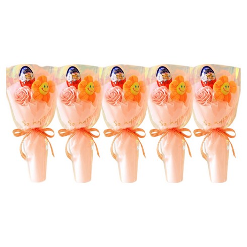 센트바스켓 스마일 킨더조이 꽃다발 5p, 오렌지