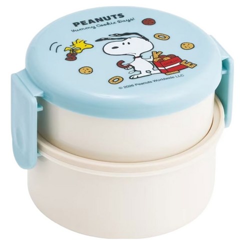 스케이터 원형 런치박스 500ml + 포크 세트 ONWR1, 피너츠, 1세트
