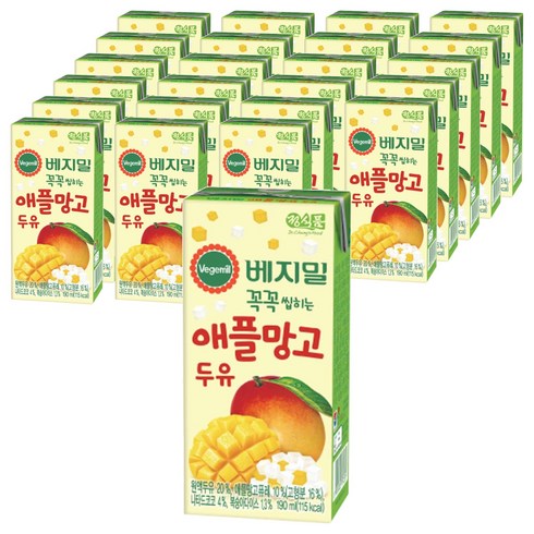 베지밀 꼭꼭 씹히는 애플망고 두유, 190ml, 24개