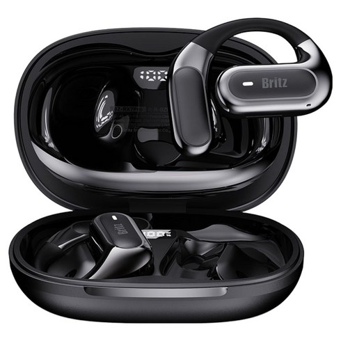 브리츠 무선 블루투스 이어폰 오픈형 V6.0 ENC 노이즈캔슬링 귀걸이형 HIFI 고음질 듀얼유닛 방수 LCD 표시 C타입 멀티 페어링, 블랙, BZ-RX7Pro