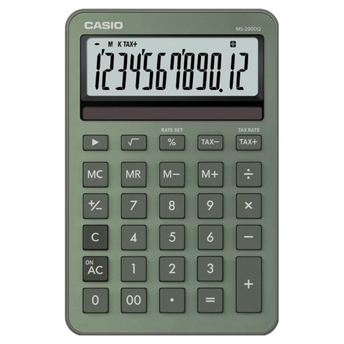 카시오 사무용 스타일리시 전자 계산기 MS-200DQ, 미스티 그린, 1개