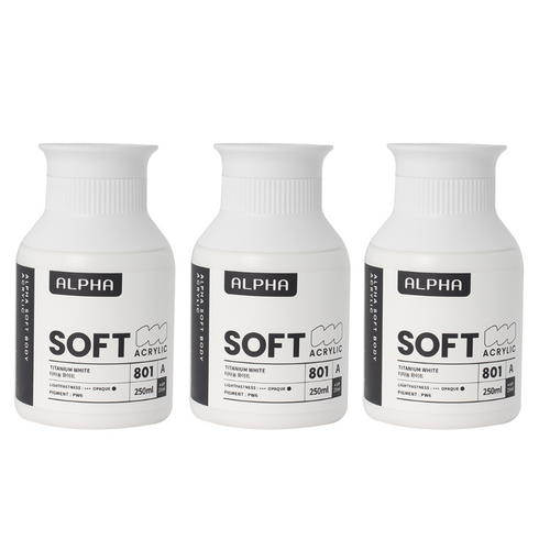 알파색채 소프트바디 아크릴물감 A 801 Titanium White 3p, 250ml, 1색