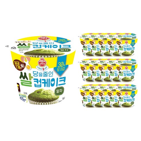 오뚜기 LIGHT & JOY 당을줄인 쌀컵케이크 말차, 60g, 16개
