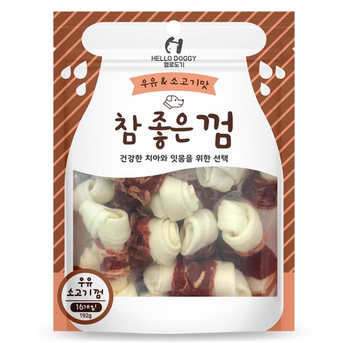 헬로도기 강아지 참좋은껌 소형 16p, 우유소고기껌, 1개, 192g