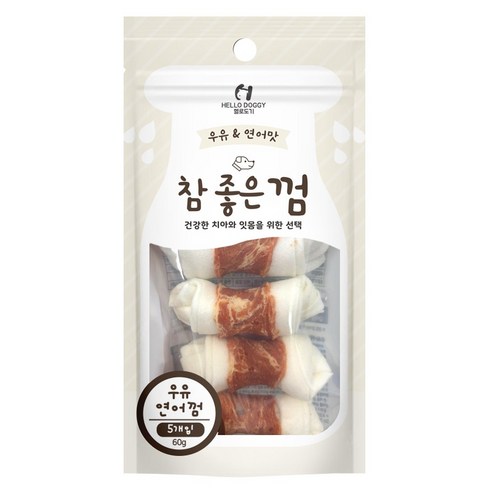 헬로도기 강아지 참좋은껌 소형 5p, 우유연어껌, 1개, 60g