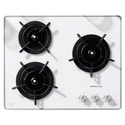나비엔 빌트인 매립형 쿡탑 가스레인지 3구 건전지식 펄 화이트 560 x 480 mm, LPG, GRB-6633PD
