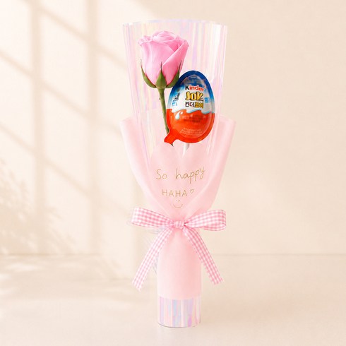 센트바스켓 킨더조이 한송이 비누꽃 꽃다발, 캔디핑크(꽃다발), 랜덤발송(킨더조이), 5개
