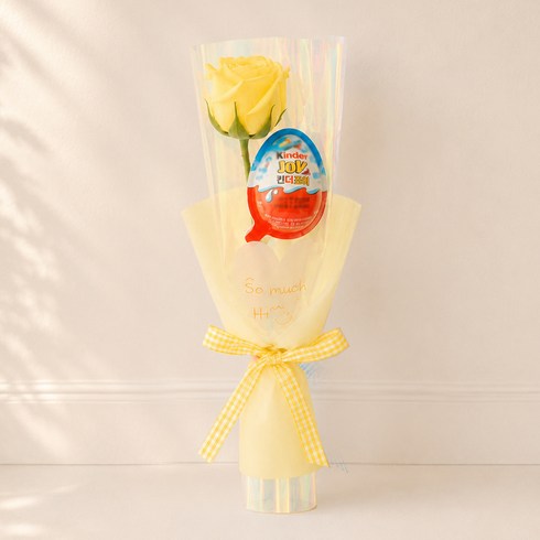 센트바스켓 킨더조이 한송이 비누꽃 꽃다발, 옐로우(꽃다발), 랜덤발송(킨더조이), 2개