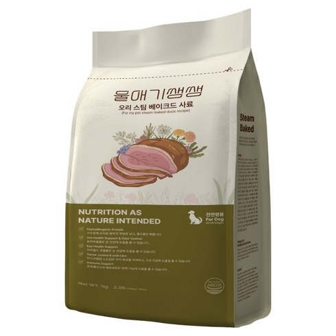 디어랩스 강아지 울애기 쌩쌩 프리미엄 스팀 베이크드 수제사료, 오리, 1kg, 1개
