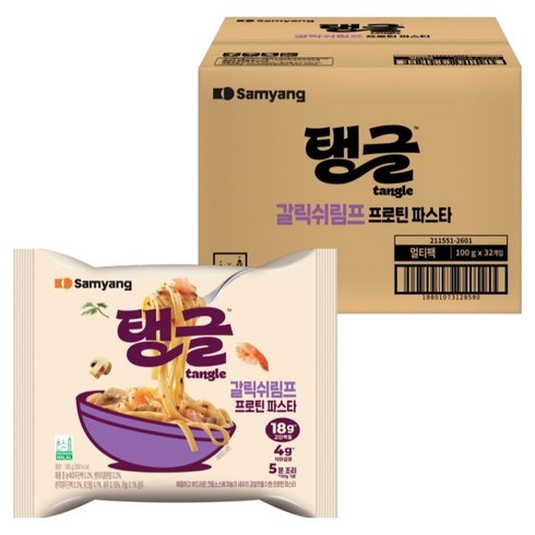 탱글 갈릭쉬림프 프로틴 파스타 봉지, 32개, 100g