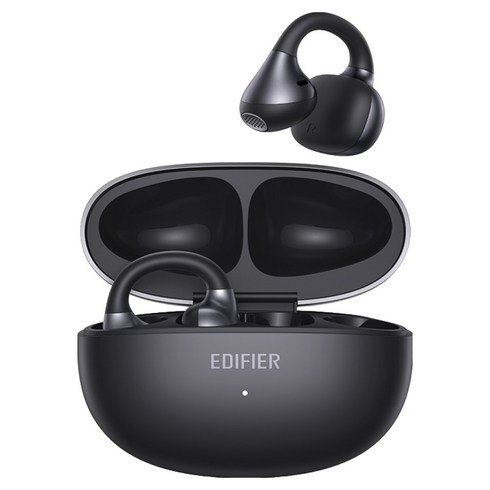 에디파이어 Comfo Bass 오픈 이어 6.1 AI 음성번역 오픈형 귀찌 블루투스 이어폰, 블랙, EDF200254