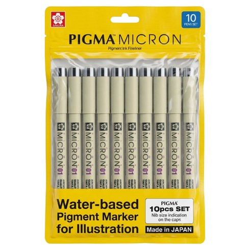PIGMA 펜 0.25mm 10종 세트 01, 혼합색상, 1세트