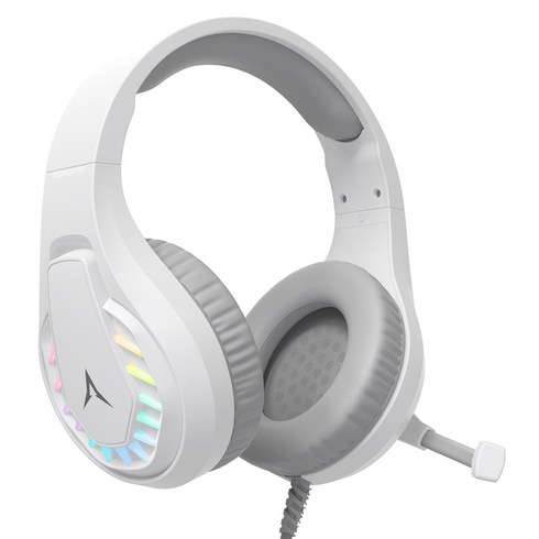 앱코 노이즈캔슬링 RGB LED 초경량 USB 게이밍 헤드셋, 화이트, X23