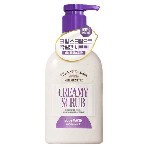 벨먼 온더바디 내추럴 스파 고보습 크리미 스크럽 바디워시 바닐라 머스크향, 1개, 600ml