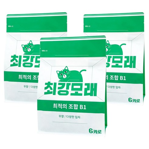 최강모래 최적의 조합 B1 벤토나이트 고양이모래, 6kg, 3개, 무향