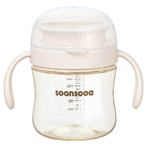 순수아 아기 PPSU 흘림방지 360도 자기주도컵, 아이보리, 1세트, 240ml