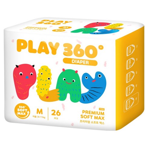 한예지 PLAY 360도 프리미엄 팬티기저귀, 26매, 중형(M)