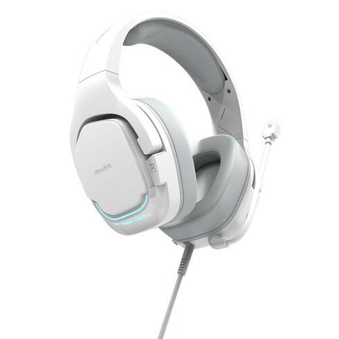 아이리버 USB LED 마이크 유선 게이밍 헤드폰, IRX-GH130, 화이트