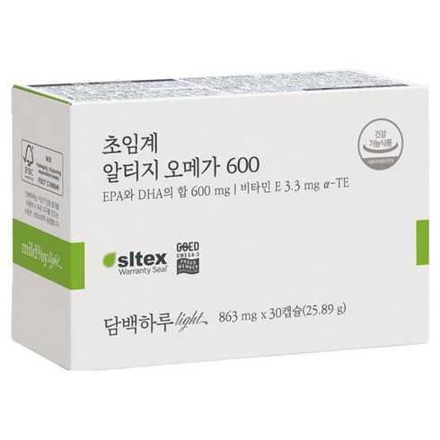 담백하루 light 초임계 알티지 오메가 600 25.89g, 1개, 30정