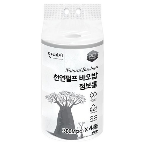 한예지 천연펄프 바오밥 2겹 점보롤, 300m, 1개, 4롤
