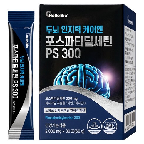 헬로바이오 두뇌 인지력 케어엔 포스파티딜세린 PS 300 30p, 60g, 1개