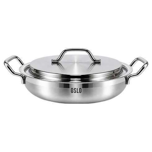 오슬로 인덕션 플레인 IH 스텐냄비 전골 24cm, 혼합색상, 1개, 본체 + 뚜껑