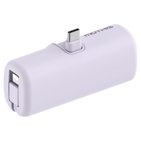 모디스 도킹형 2in1 접이식 C타입 일체형 8핀 케이블 미니 보조배터리 5000mAh, 라이트퍼플, SPE-DA5GPQ3LCP8